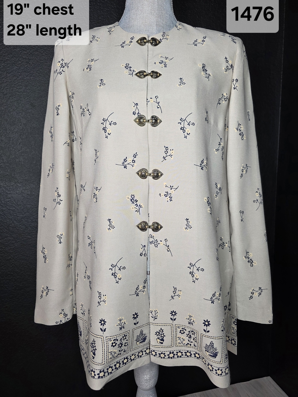 Grandmacore 1980s Vintage Karen Kwong Oriental Style Sz 8 Jacket/Blouse.